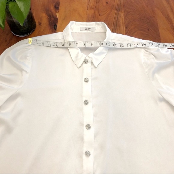 SUZY Vintage Minimalist silky White Oversized button down blouse shirt. XXL - Picture 11 of 14